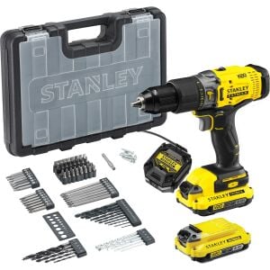 Stanley Fatmax SCD718D2A ® V20 18V 2.0AH Çift Akülü Darbeli Matkap + 85 Parça Set
