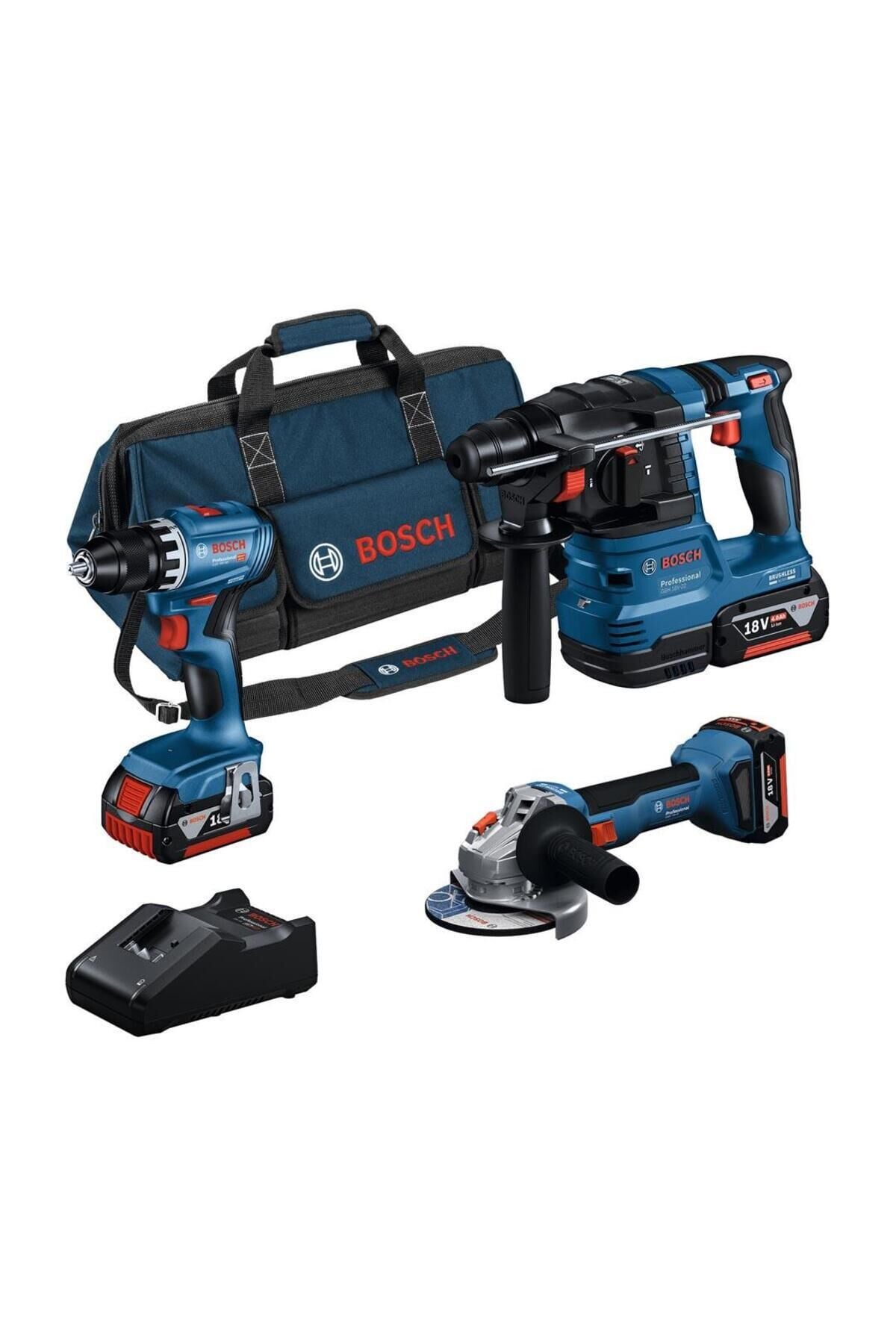 Bosch Professional GSR 18V-45 + GWS 18V-8 + GBH 18V-22 3x18V 4.0Ah Akülü Kombo Kit - 0615A5007L