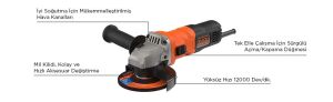 Black + Decker BEG010-QS BEG010 açılı taşlama makinesi (710 W, 115 mm disk çapı, sıfır gerilim şalteri, yumuşak başlatma, kaymaz gövde sapı, taşlama, ayırma, pas giderme)